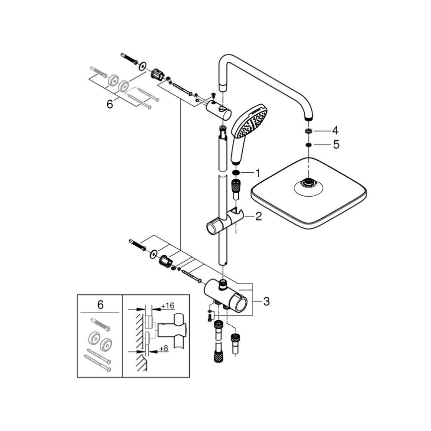 GROHE 26986001 - Suihkujärjestelmä VITALIO COMFORT 250 kiiltävä kromi