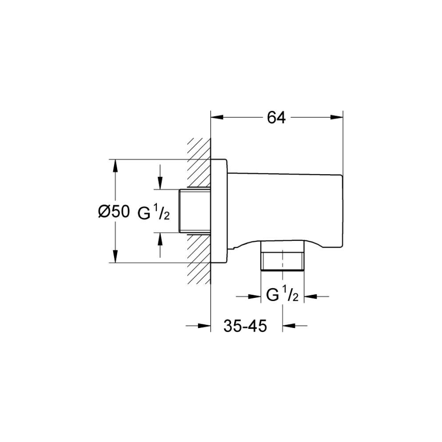 GROHE 27057GN0 - Seinäkiinnitteinen kulmayhde RAINSHOWER DN 15 harjattu kulta