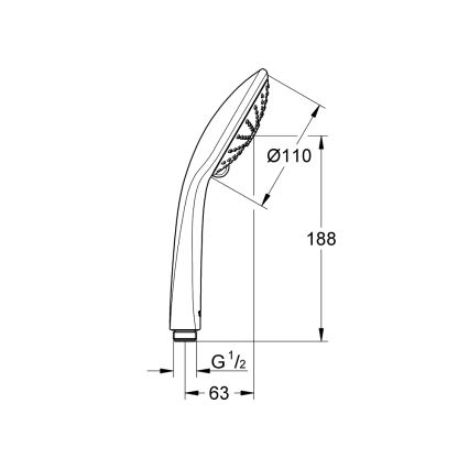 GROHE 27221000 - Käsisuihku TEMPESTA COSMOPOLITAN 100, 3 suihkutoimintoa, kiiltävä kromi