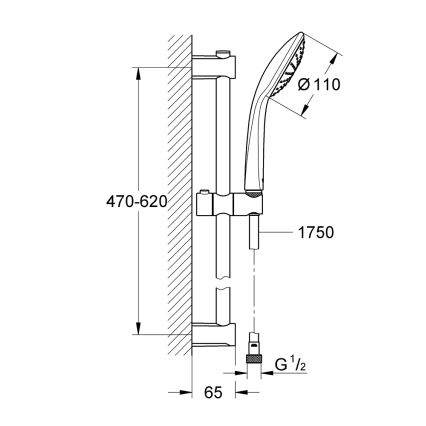 GROHE 27322000 - VITALIO JOY 600 mm suihkusetti, kiiltävä kromi