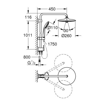 GROHE 27421002 - Suihkujärjestelmä EUPHORIA 260 kiillotettu kromi