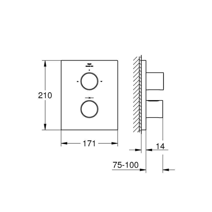 GROHE 27618000 - GROHTHERM F termostaattinen peitelevy, kiiltävä kromi