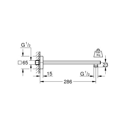 GROHE 27709000 - RAINSHOWER 286 mm suihkuvarsi, kiiltävä kromi