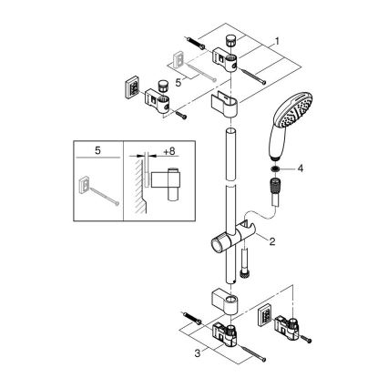 GROHE 27942001 - Suihkusarja VITALIO START 110 600 mm kiiltävä kromi