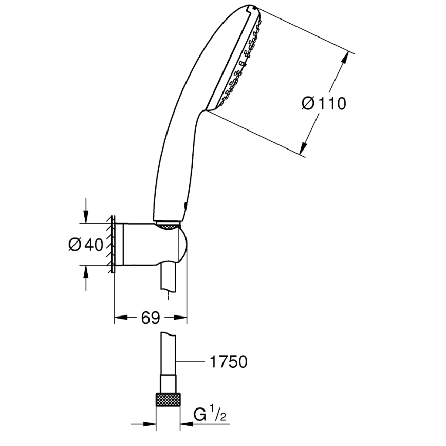 GROHE 27944001 - Suihkusetti VITALIO START 110 110 mm kiiltävä kromi