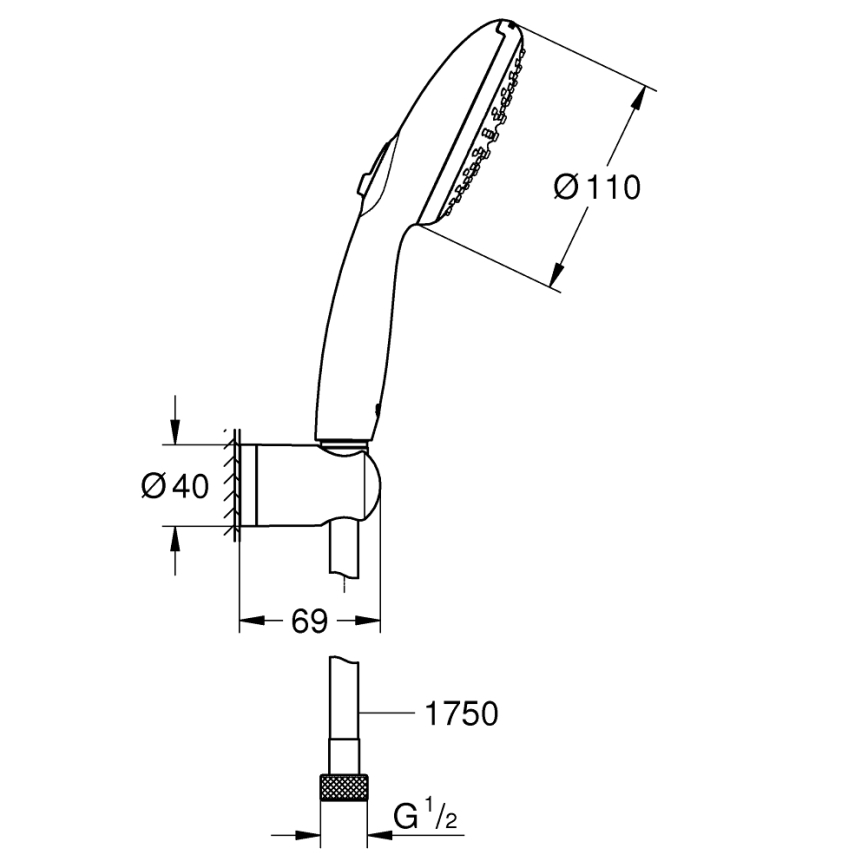 GROHE 27950001 - Suihkusetti VITALIO START 110 kiiltävä kromi