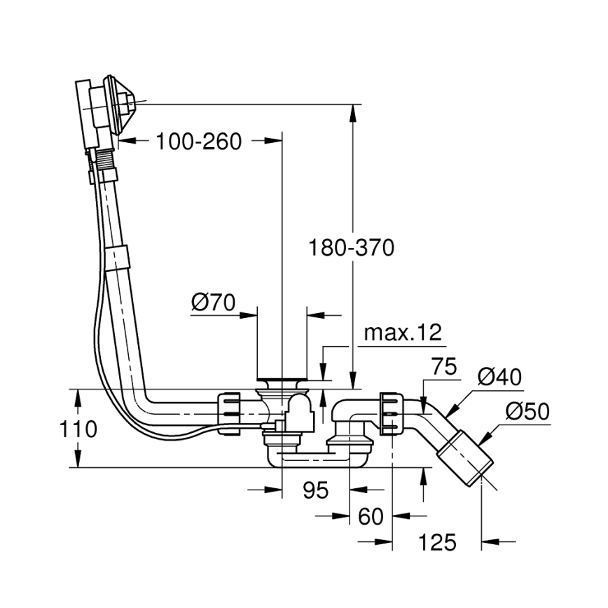 GROHE 28939000 - Ammeen tyhjennys- ja ylivuotokompletti TALENTO