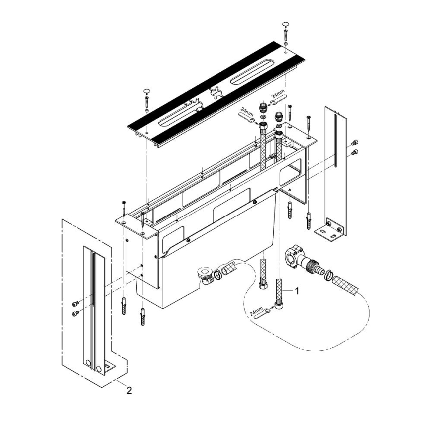 GROHE 29037000 - Asennusrunko 45 mm reiälle kylpyammeen hanalle, kiiltävä kromi