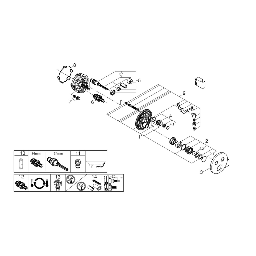 GROHE 29120000 - Termostaattinen uppoasennettava suihkuhana GROHTHERM SMARTCONTROL + kromattu pidike