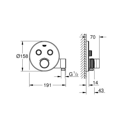 GROHE 29120000 - Termostaattinen uppoasennettava suihkuhana GROHTHERM SMARTCONTROL + kromattu pidike