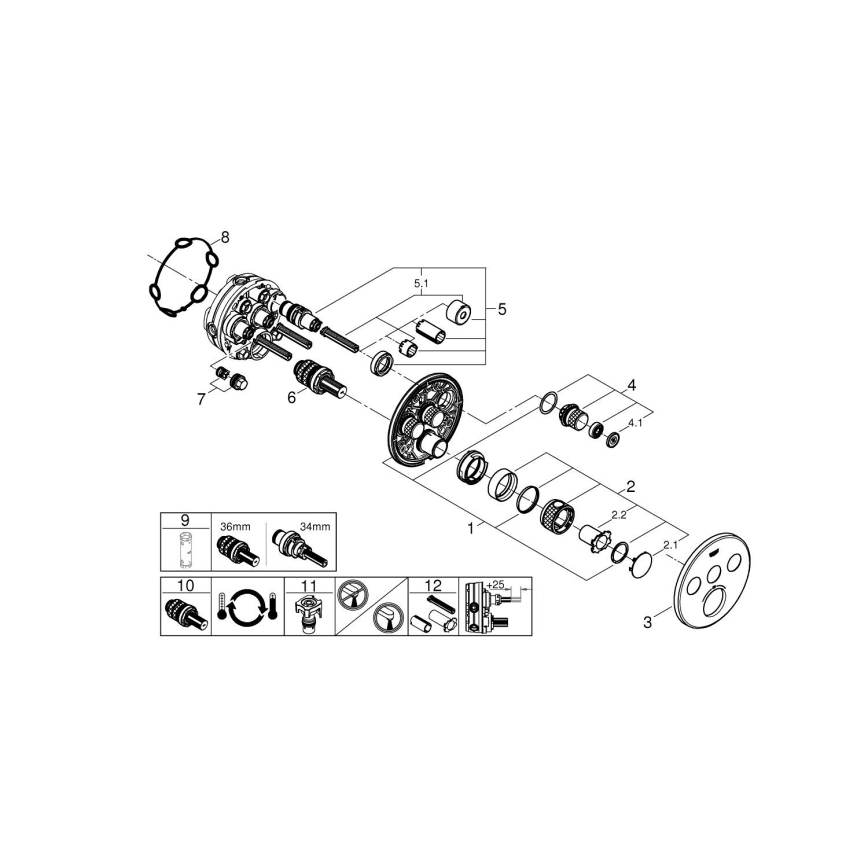 GROHE 29121AL0 - Termostaattinen suihkuhana piilotettuun asennukseen GROHTHERM SMARTCONTROL grafiitti