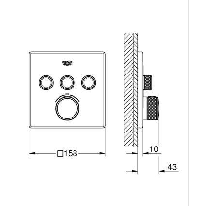 GROHE 29126AL0 - Termostaatti GROHTHERM SMARTCONTROL 158 × 158 mm grafiitti