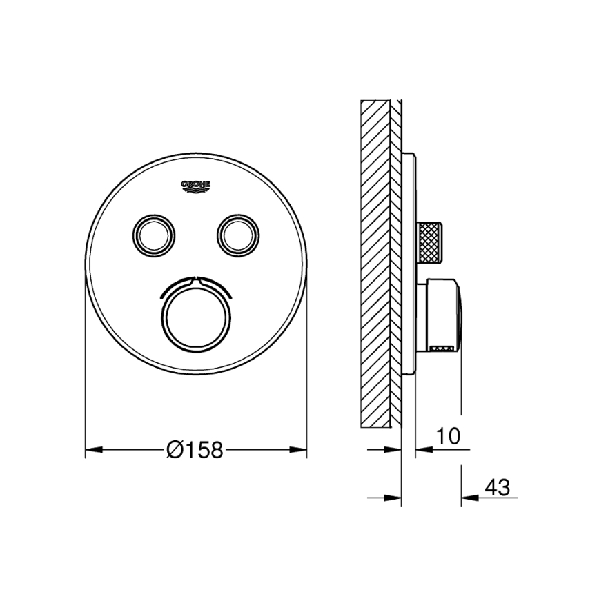 GROHE 29145000 - Piiloasennettavan hanan peitelevy SMARTCONTROL kiiltävä kromi