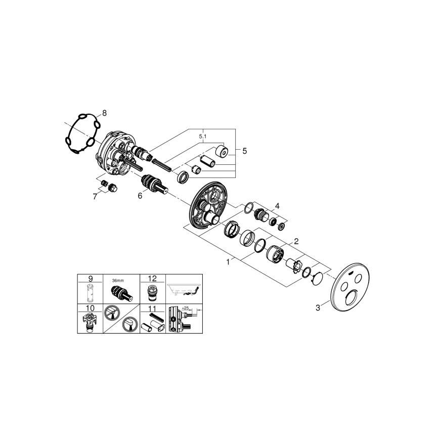 GROHE 29145000 - Piiloasennettavan hanan peitelevy SMARTCONTROL kiiltävä kromi
