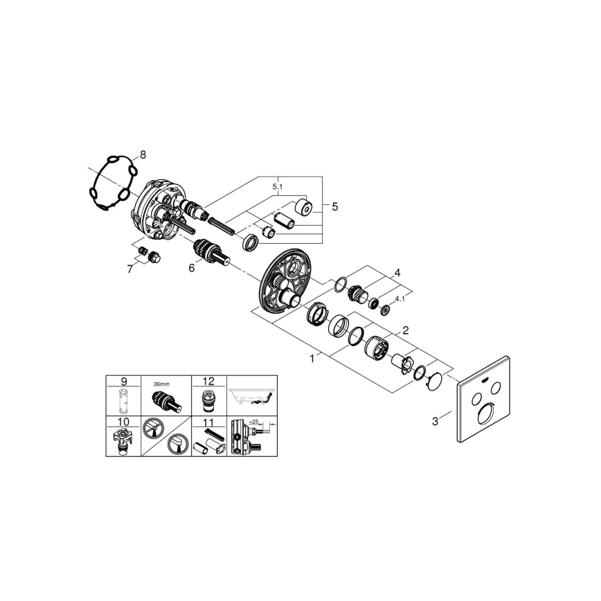 GROHE 29148000 - Peitelevy sisäänrakennettavalle SMARTCONTROL-sekoittimelle, kiiltävä kromi