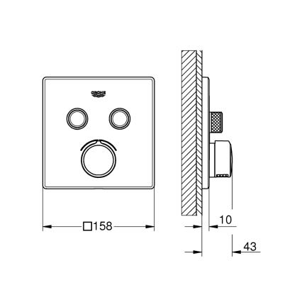 GROHE 29148000 - Peitelevy sisäänrakennettavalle SMARTCONTROL-sekoittimelle, kiiltävä kromi