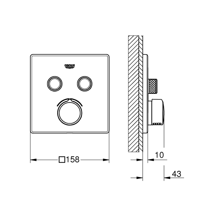 GROHE 29148000 - Peitelevy sisäänrakennettavalle SMARTCONTROL-sekoittimelle, kiiltävä kromi