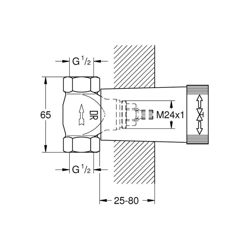 GROHE 29800000 - Uppoasennettavan venttiilin alaosa DN 15, messinki