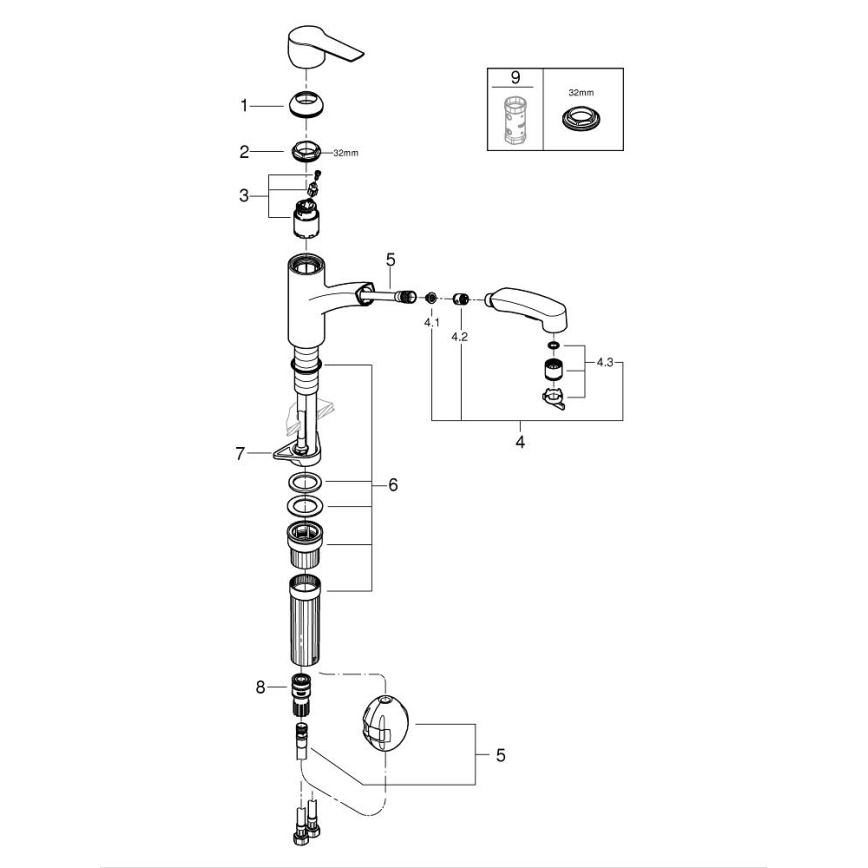 GROHE 305312431 - Keittiöhana START musta