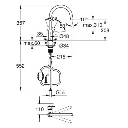 GROHE 30551000 - START EDGE altaan hana 357 mm, kiiltävä kromi