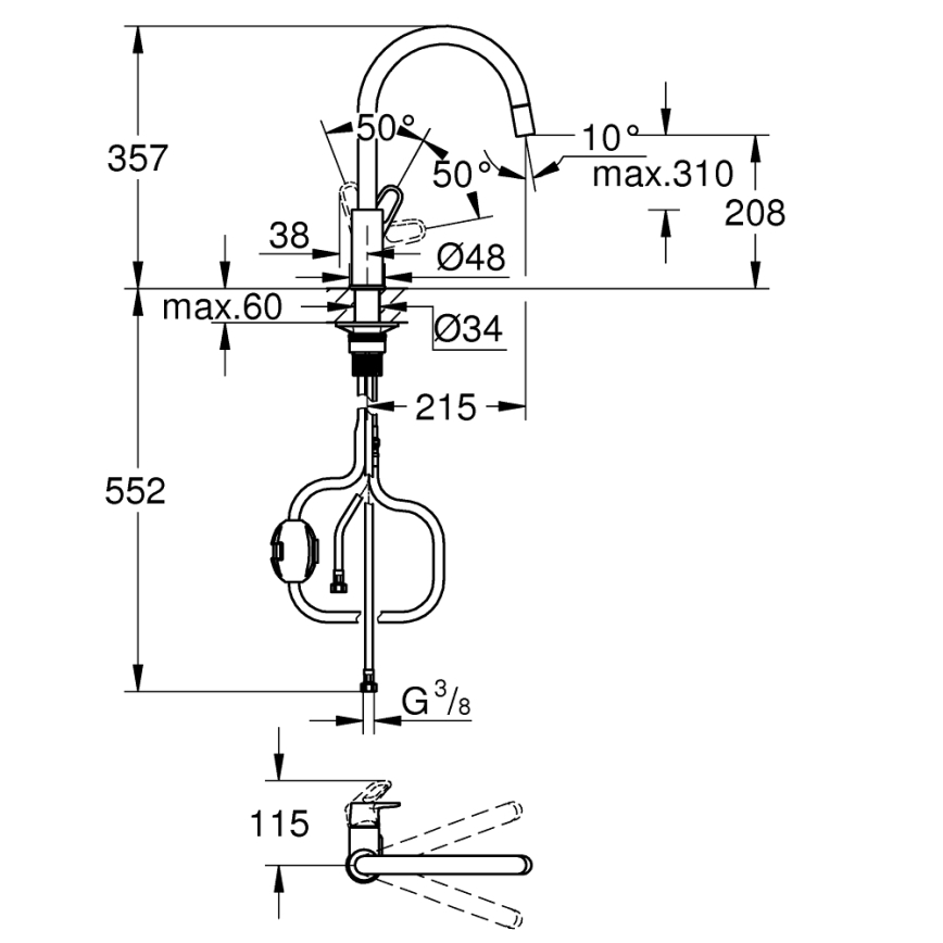 GROHE 30569000 - Allashana START FLOW 357 mm kiiltävä kromi
