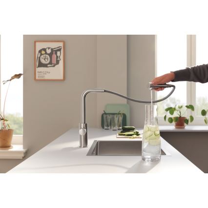 GROHE 30590DC0 - Keittiöhana ulosvedettävällä suihkupäällä BLUE PURE, ruostumaton teräs