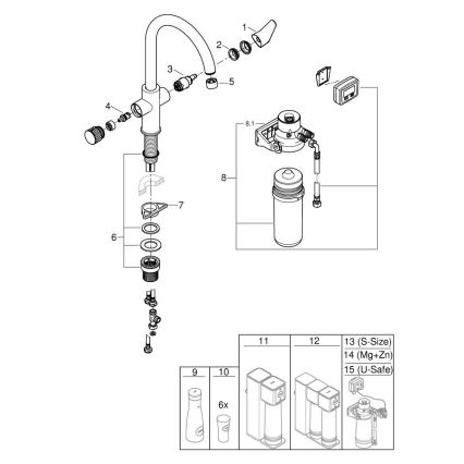 GROHE 30593000 - Keittiöhana BLUE PURE C, C-muotoinen juoksutin, kiiltävä kromi