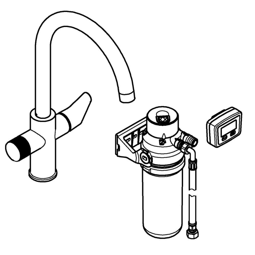 GROHE 30593000 - Keittiöhana BLUE PURE C, C-muotoinen juoksutin, kiiltävä kromi