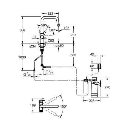 GROHE 30594000 - Keittiöhana BLUE PURE Start suodatustoiminnolla Ultrasafe, kromi