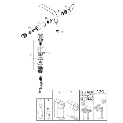 GROHE 30595DC0 - Keittiöhana BLUE PURE ruostumaton teräs
