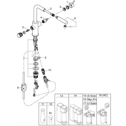 GROHE 30601DC0 - BLUE PURE keittiöhana ulosvedettävällä suuttimella, ruostumaton teräs