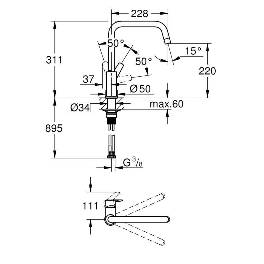 GROHE 30630000 - START-keittiöhana 311 mm, kiiltävä kromi