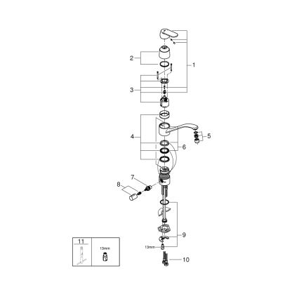 GROHE 31161000 - Keittiöhana EUROSMART COSMOPOLITAN 140°, kiiltävä kromi