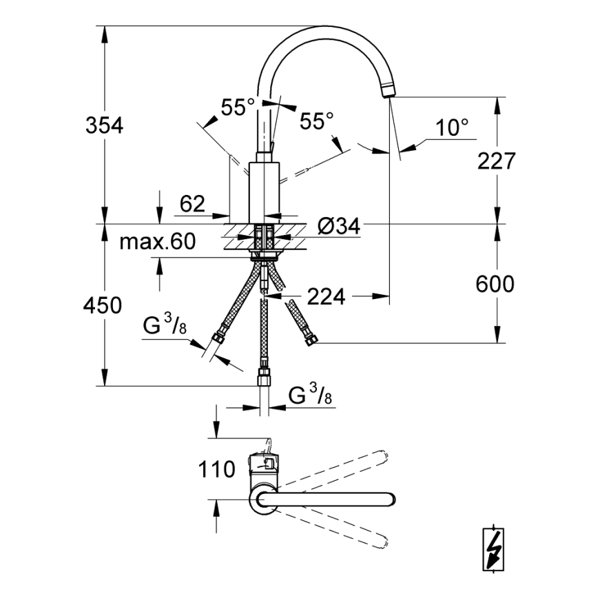 GROHE 31180000 - Keittiöhana EUROSMART COSMOPOLITAN, kiiltävä kromi