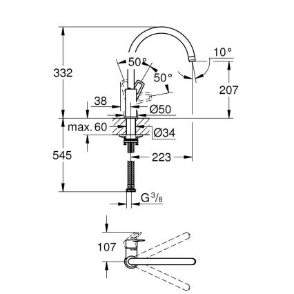 GROHE 31368001 - BAULOOP keittiöhana, kiillotettu kromi