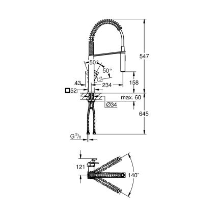 GROHE 31395000 - Keittiöhana EUROCUBE 547 mm kiillotettu kromi