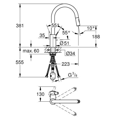 GROHE 31481001 - EUROSMART COSMOPOLITAN keittiöhana, kiiltävä kromi