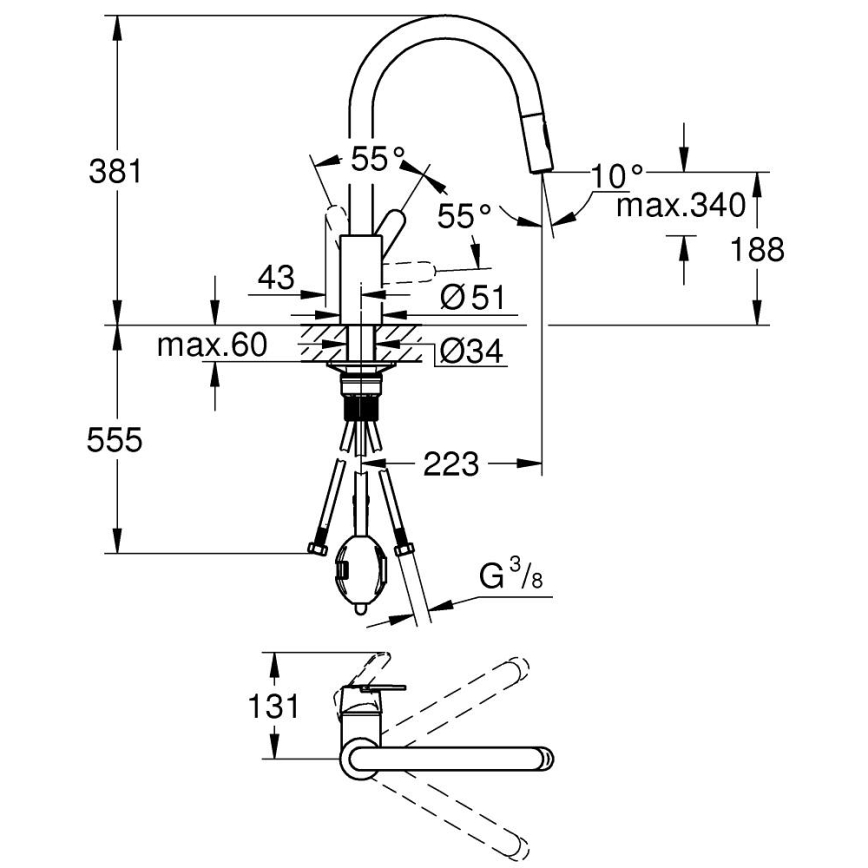 GROHE 31484001 - GET-keittiöhana, kiiltävä kromi
