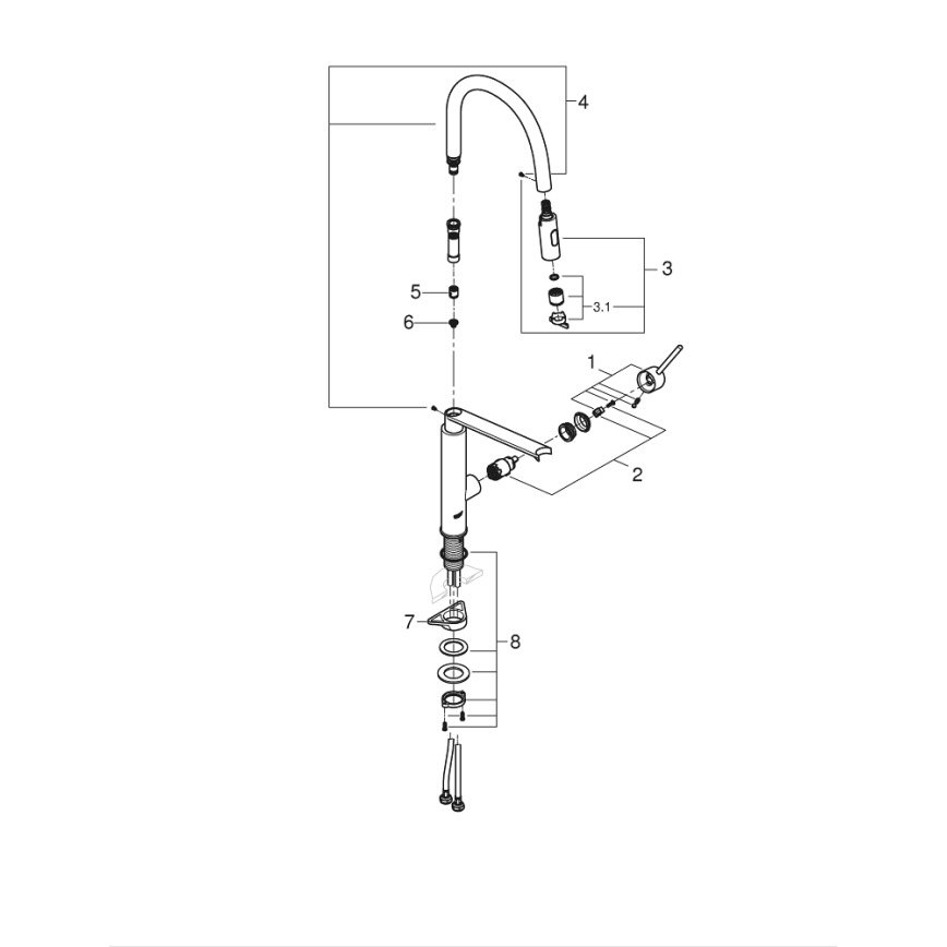 GROHE 31491000 - Keittiöhana CONCETTO ammattimaisella pesusuuttimella, kiiltävä kromi