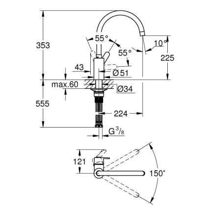 GROHE 31494001 - Keittiöhana GET, kiiltävä kromi