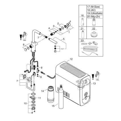 GROHE 31539000 - Keittiöhana BLUE HOME L-muotoinen juoksuputki kiiltävä kromi