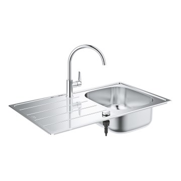 GROHE 31562SD1 - BAU-keittiöallas ja hana, 860 x 500 mm, ruostumaton teräs