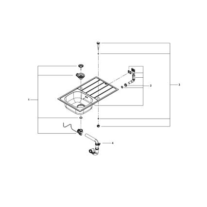 GROHE 31562SD1 - BAU-keittiöallas ja hana, 860 x 500 mm, ruostumaton teräs
