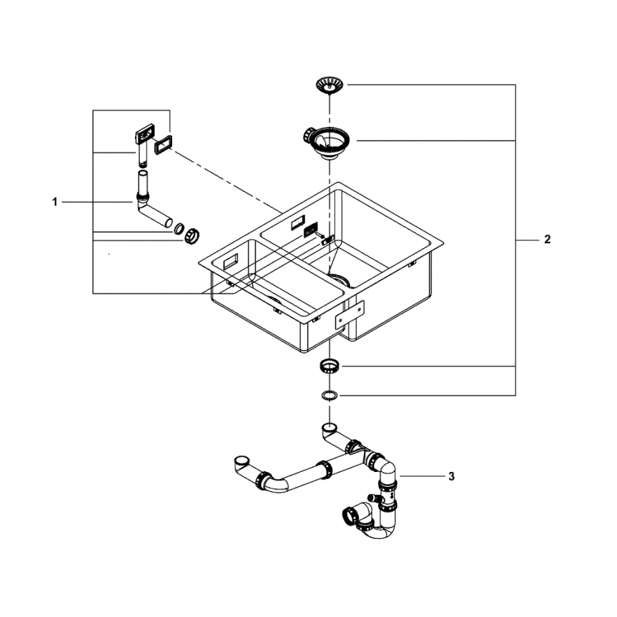 GROHE 31576SD1 - Keittiöallas K700U 595 × 450 mm, ruostumaton teräs
