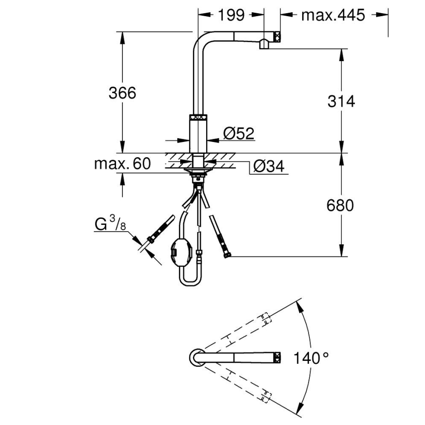GROHE 31613000 - Keittiöhana A SmartControl 314 mm kiiltävä kromi
