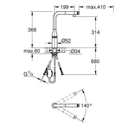 GROHE 31615000 - Keittiöhana ESSENCE SMARTCONTROL 366 mm, kiiltävä kromi