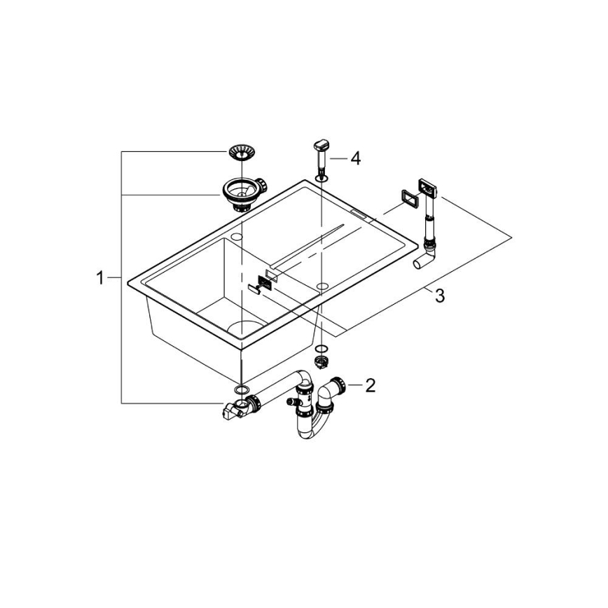 GROHE 31639AP0 - Komposiittiallas K400 780 × 500 mm musta