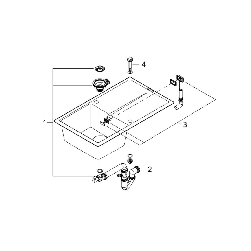 GROHE 31640AP0 - K400 komposiittiallas 860 × 500 mm musta