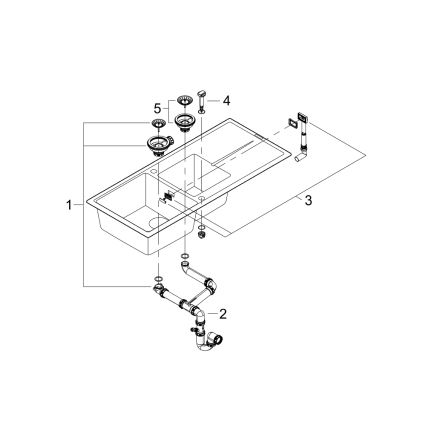 GROHE 31643AP0 - Komposiittiallas K400 1160 × 500 mm musta