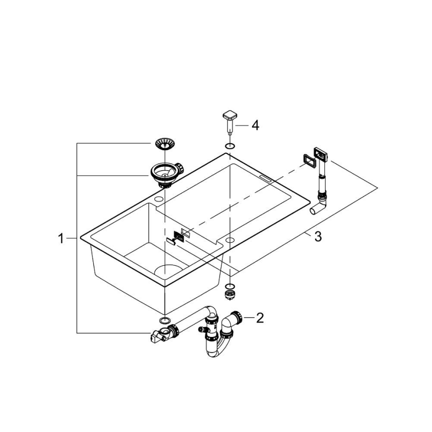 GROHE 31644AP0 - Keittiöallas K500 860 × 500 mm graniitti/musta